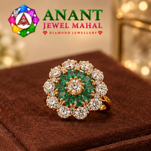 Rings - Emerald Floral Cluster Statement Ring