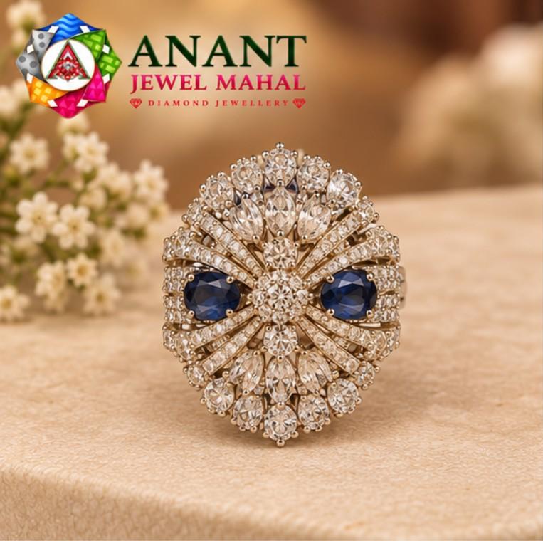 Blue Stone Floral Statement Ring
