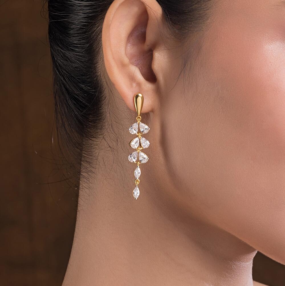 Gold Solitaire Earrings